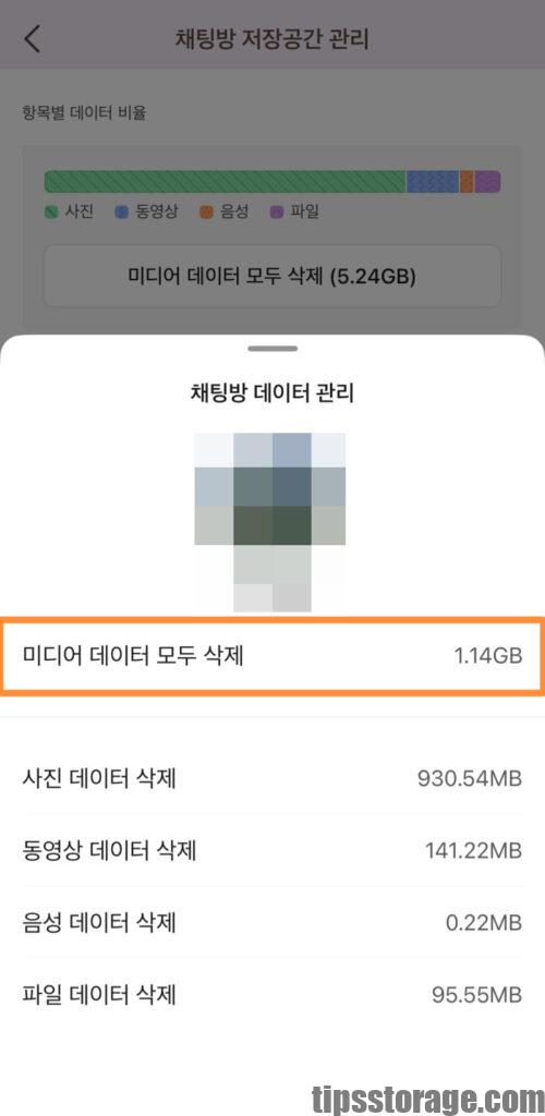 카카오톡 채팅방별 미디어 파일 삭제 방법 2