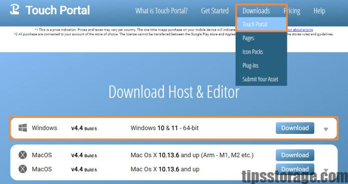 Touch Portal PC 프로그램 설치 페이지 화면