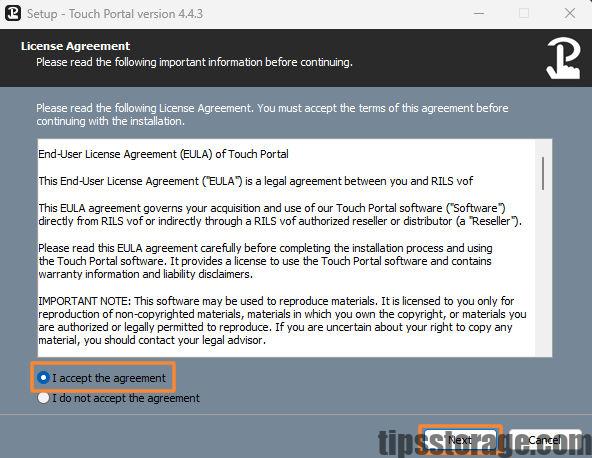 Touch Portal PC 프로그램 설치 화면