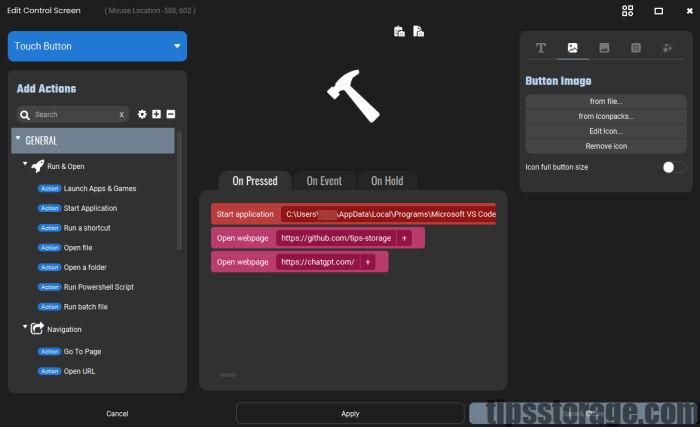 Touch Portal 버튼 만들기 및 단축키 매핑 설정